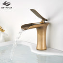 Basin Faucets Waterfall Bathroom Faucet Single handle Basin Mixer Tap Bath Antique Brass Faucet Sink Water Crane Silver Taps