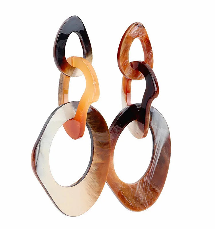 FishSheep Statement Big Irregular Acrylic Earrings For Women Vintage Geometric Resin Long Circle Drop Earrings Jewelry Gifts