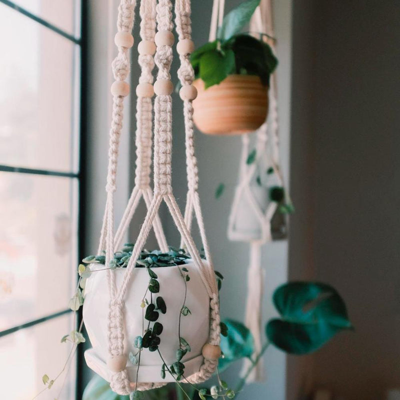 HUIRAN Flower Pot Net Bag Braided Vintage Decor Macrame Plant Hanger Hanging Flower Pot Decorative Hanging Baskets for Plants