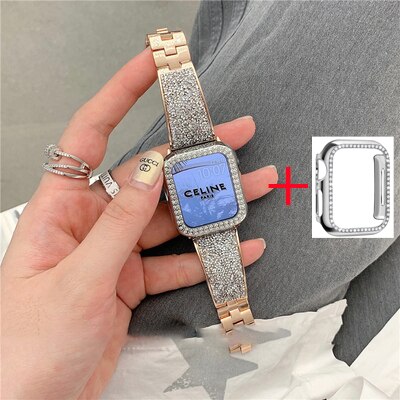 Suitable for Apple Watch metal strap 40mm 44mm 38mm 42mm fashion diamond wristband Iwatch 654321SE men and women wristband