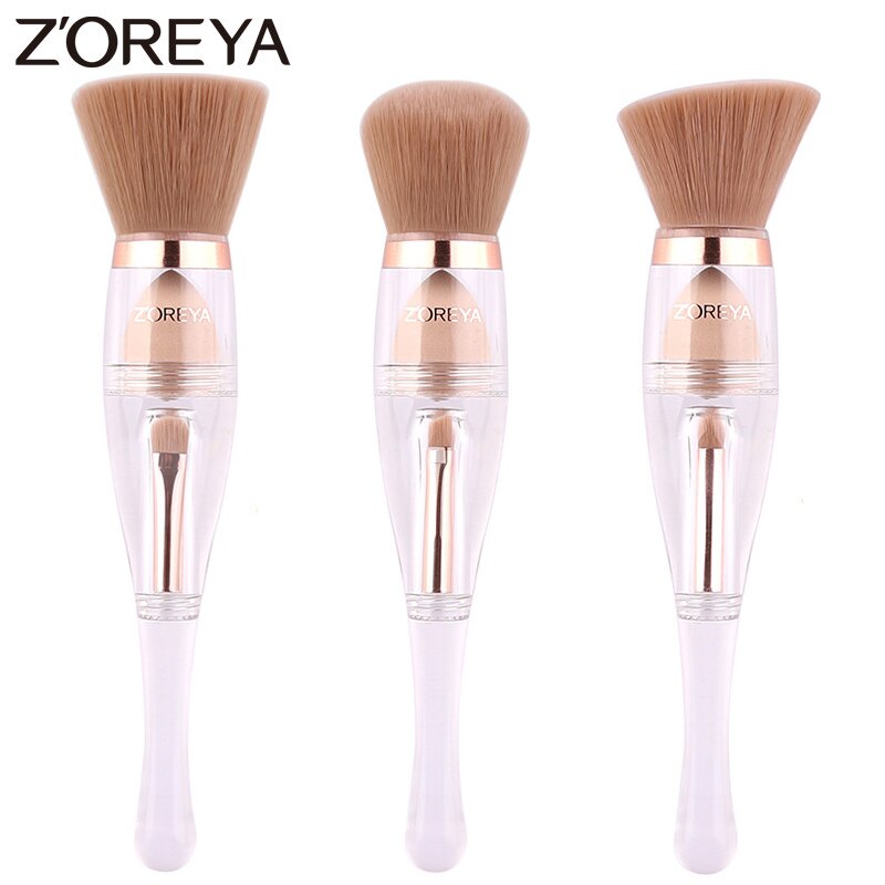 Zoreya Travel 3in1 Make Up Soft Multipurpose Portable Makeup Brush Angled Sponge Brow Eye Shadow Powder Paint Brushes Cosmetic