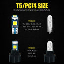 AILEO 10 PCS LED Bulb T5 W3W W1.2W PC74 PC37 PC118 Super Bright Car Dashboard Warming Indicator Wedge Light Auto Instrument Lamp