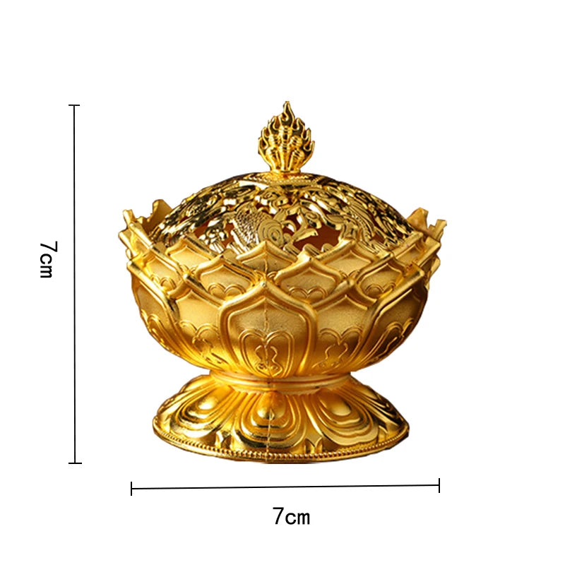 Lotus Flower Incense Burner Buddhism Buddha Holder Brass Mini Censer Incense Metal Craft Home Decoration