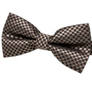 Barry.Wang Mens Brown Bow Tie Plaid Cummerbund Checked Bow Ties Handkerchief Cufflinks Cummerbund Waist Belt for Wedding YF-1024