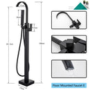 Black Bathtub Shower Faucet Bathroom Brass Square Floor Standing Bathtub Faucets Waterfall Hot Cold Water Mixer Tap