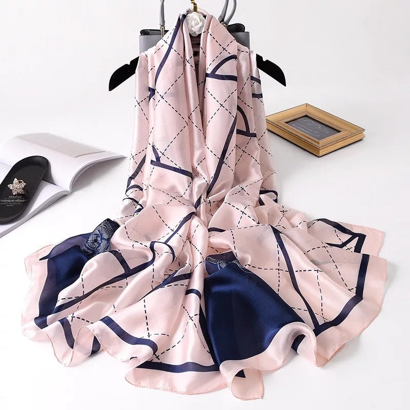 180*90cm Luxury Brand Spring Autumn New Silk Scarf Women Shawl Fashion Soft Poncho Chiffon Hijab Foulard Muffler Bandanna Pareo