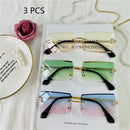 HBK Blue Rimless Sunglasses Women 2021 Retro Style Small Rectangle Gold Red Metal Chain Sun Glasses Square Frameless For Men