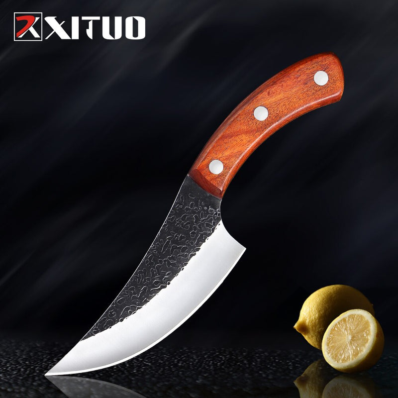 XITUO Handmade Forged 5 inch High Carbon Stainless Steel Chef Knife Meat Cleaver Kitchen Knife Rosewood Handle Cooking Tool