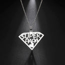 Cazador Super Papa Mama Pendant Necklace for Men Dad Woman Stainless Steel Jewelry Mother Father's Day Gifts Wholesale 2025 New
