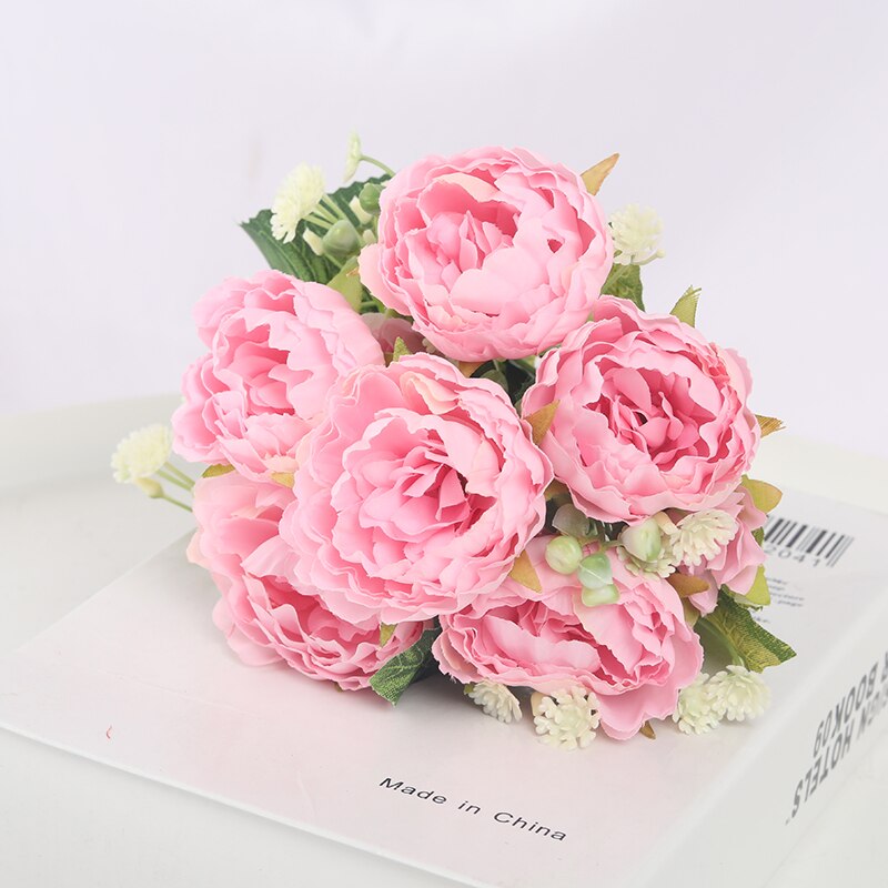 5 heads silk peony artificial flowers home living room decor large diy fake flower wedding decoration bride bouquet high quality