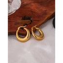 Yhpup Statement Edelstahl Geometrische Creolen Schmuck für Frauen Trendige Metalltextur 18 K Ohrringe Goldene Accessoires