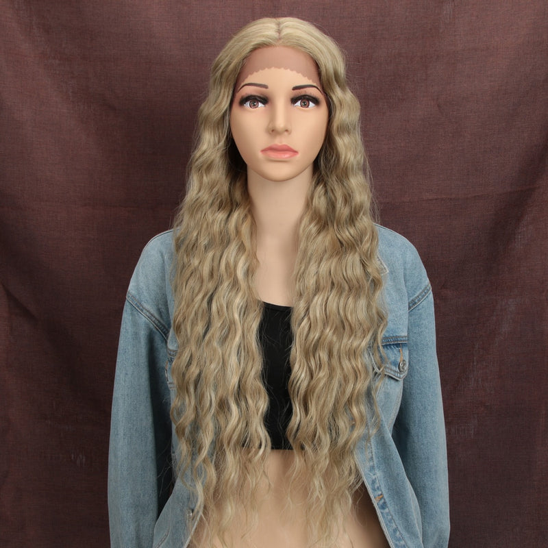 BELLA Lace Wigs Synthetic Deep Wave Curly Synthetic Lace Front Wig Blonde Wig Pink 30 Inch Hair Wigs For Black Women Cosplay