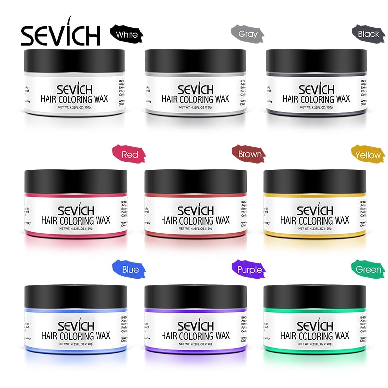 Sevich 10 colors Hair color wax Strong And Hold Unisex Hair Wax Black Color Hair Clay Temporary Hair Dye For Hair Styling