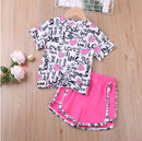 Humor Bear Baby Girl Clothes Fashion New Girls Clothing Sets Kids Clothes Toddler Girl Cute Bow T-shirt+ Pants Summer Set