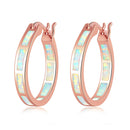 CiNily White Fire Opal Hoop Earrings With Stone Silver Plated Small Round Circle Chic Summer Punk Jewelry Best Gifts for Woman