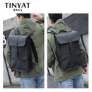 TINYAT New Men's Leather Backpack laptop Backpack for 14 15  inch Waterproof Travel Backpack for School Hiking Finshing Backpack