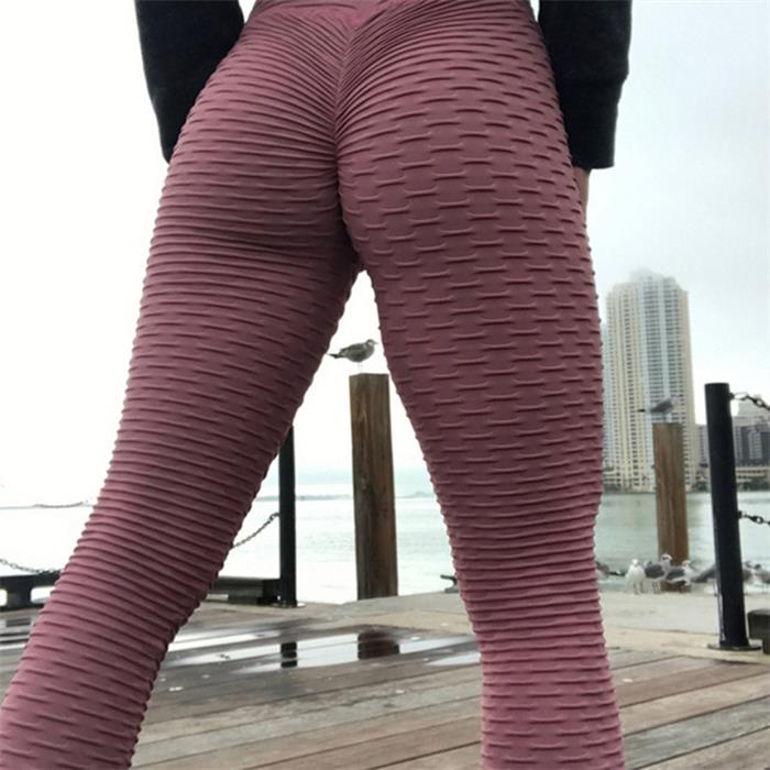 Mallas de Yoga anticelulitis para mujer, pantalones deportivos de Fitness, Jacquard, Push Up, pantalones para correr, cintura alta, pantalones de gimnasio