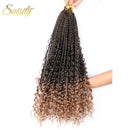 Saisity Ombre Synthetic with Split Ends Goddess Box Braids Crochet Hair Extensions With End Bohemian Box Braiding Hair