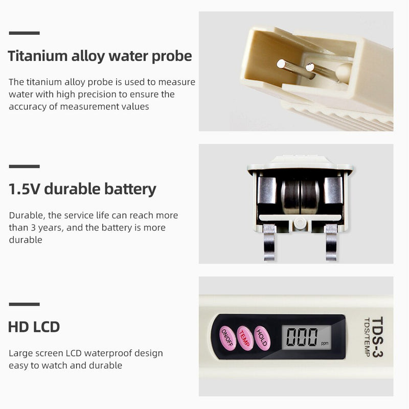 Digital Lcd Display Tds Meter Tester Temperature Tester Pocket Pure Water Pen Conductivity Monitor Liquid Quality Tools