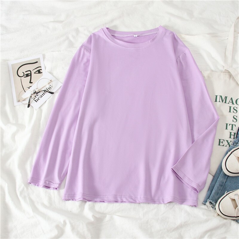 GCAROL Summer T-shirt Women Candy Oversize Boyfriend Style Tops Perfect Basic Tees Render Unlined Upper Garment Pullover 2XL