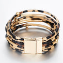 Amorcome Leopard Fashion Bracelets Woman Charm Multilayer Wide Wrap Leather Bracelets & Bangles Femme Party Jewelry Gift  2022