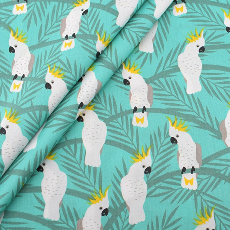 Cartoon Jungle Parrot Series,Printed Twill Cotton Fabric, For DIY Sewing Quilting Baby & Children's Bed Clothes Material