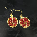 Vintage Frucht Frische Rot Granat Anhänger Halskette Tropfen Ohrringe für Frauen Harz Stein Granatapfel Ohrringe Party Schmuck Geschenke