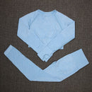 NORMOV Seamless Yoga Set For Women 2/3 PCS Gym Set Fitness Sport Set Women Workout Leggings Push Up Bra Long Sleeve Shirts