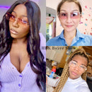 HBK Blue Rimless Sunglasses Women 2021 Retro Style Small Rectangle Gold Red Metal Chain Sun Glasses Square Frameless For Men