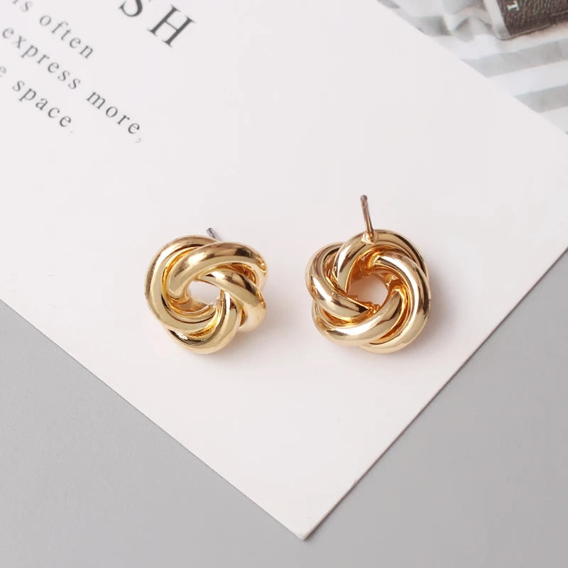Exaggerated Geometry Irregular Metal Dangle Earrings Spiral Twist Knot Round Smooth Brincos Jewelry