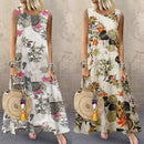 ZANZEA Summer Dress Women Bohemian Sleeveless Floral Printed Sundress Robe Vintage Kaftan Beach Vestido Femme Sarafans