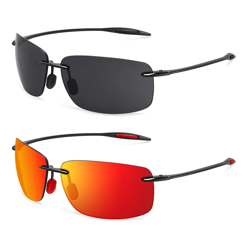 JULI The Matrix Classic Sports Rimless Sunglasses Men Orange Male Driving Rectangle Ultralight Frame Sun Glasses UV400 MJ8009