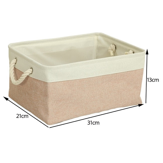 Cotton Linen Folding Storage Baskets Kids Toys Organizer Clothes and Sundries Storage Box Cabinet Storage Bag Laundry Basket