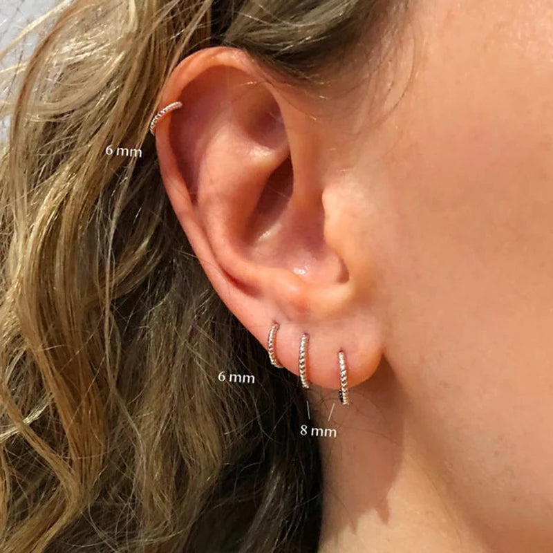6/7/8/13MM Classic Circle Hoop Earrings For Women 925 Sterling Silver Round Earring Men Pendientes Huggie Earring Jewelry Aretes