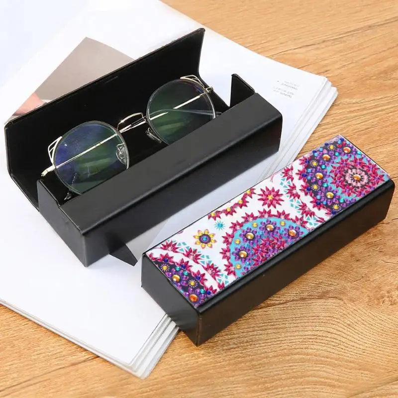 DIY Diamond Painting Eye Glasses Storage Box Travel Leather Sunglasses Case Special Shaped Diamond Storarage Box