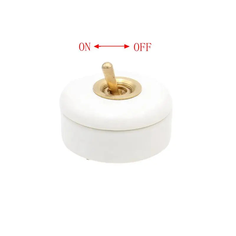 AC 250V Vintage Ceramic Toggle Switch Brass Lever Rocker Retro ON OFF Wall Switch Classical Lamp Switch