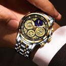 LIGE Chronograph Men Watches Waterproof Stainless Steel Luxury Hollow Man Wristwatch Large Dial Auto Date Quartz Watch Clock+Box