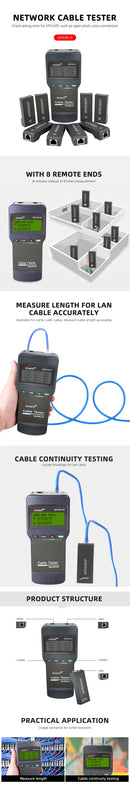 NOYAFA NF-8108M Digital Network LAN Cable Tester Meter RJ45 5E, 6E Coaxial Cable Tracker Tool Measure Network Cable Length