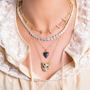 Gold color Jaguar earring ring necklace jewelry set for women white black cz leopard design