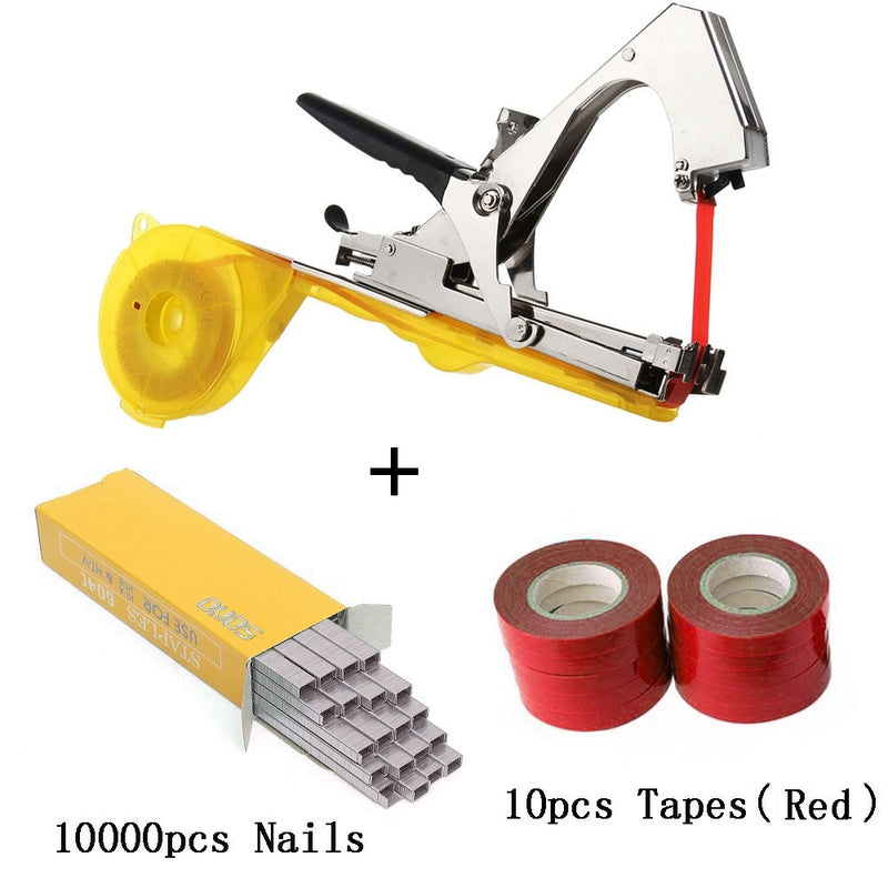 ALLSOME Tying Machine Plant Garden Plant Tapetool Tapener +10 Rolls Tape Set for Vegetable Grape Tomato Cucumber Pepper Flower