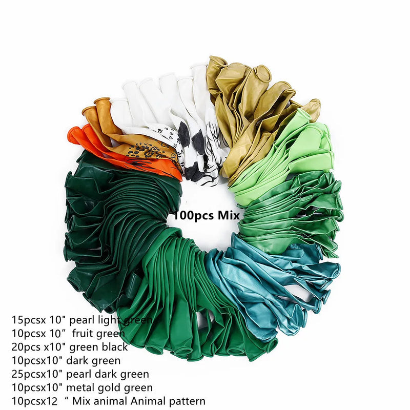 50/100pcs Jungle Safari Dark Green Balloon Garland Kit Balloons Baby Shower Toys Wedding Party Diy Balloons Birthday Decoration