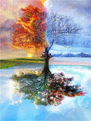 HUACAN Vollquadratische 5D DIY Diamantmalerei Sakura-Baum Vulkan Diamant Stickerei Landschaft Kreuzstich Strass Mosaik