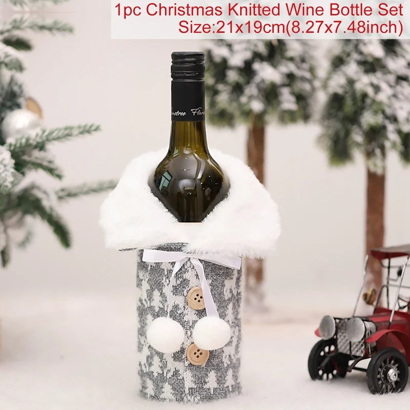 Christmas Wine Bottle Cover Merry Christmas Decorations For Home Christmas Ornament Xmas Table Decor New Year 2025 Navidad Gift