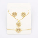 Hot Sale 26 Letters Jewelry Sets Necklace+Earrings+Bracelet For Women Initial Alphabet Charm Copper Zircon Party Wedding Gift