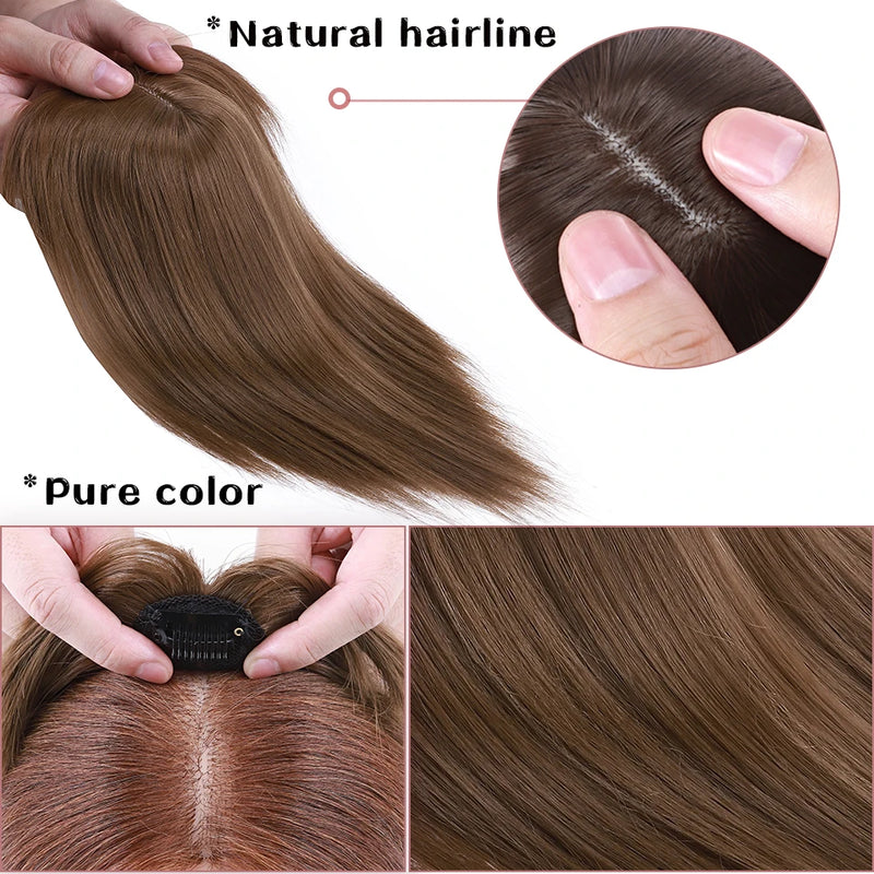 S-noilite Synthetic Clip In One Piece Hair Extension Black Brown Clip In Hairpieces With Bangs For Woman Natural Fake False Hair