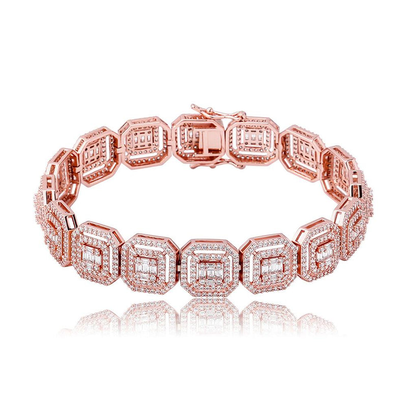 TOPGRILLZ New 13mm Personality Baguette Bracelet Miami Cuban Chain High Quality Iced Out Cubic Zirconia Hip Hop Jewelry For Gift