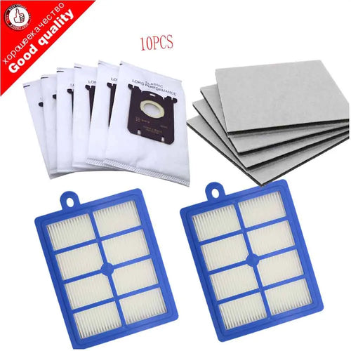 10 Staubsauger-Staubbeutel für S-Bag und 2 HEPA-Filter H12 + 4 Motorschutzfilter passend für Philips Electrolux Staubsauger