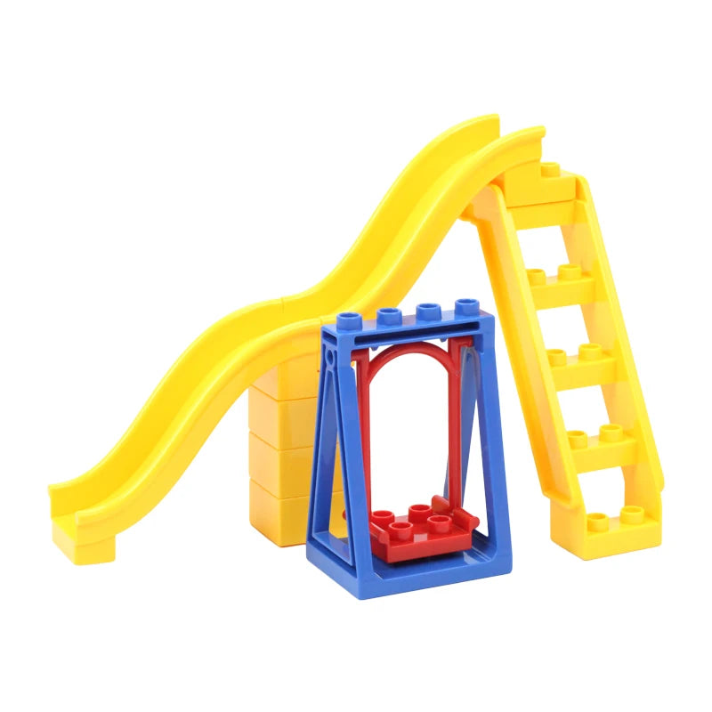Big Building Blocks Playground Pipeline Parts Slide Ladder Swing  Compatible Bricks Sets Baby Assemble Education Montessori Toys