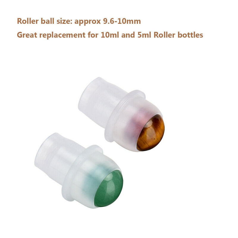 Natural Gemstone Jade Roller Bottle Plastic Wood Grain Lid for Essential Oil Crystal Roller Ball 10ml 10pcs P230