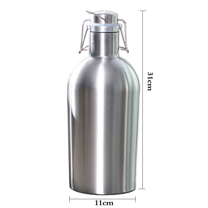 Premium 2L Stainless Steel Bottle Homebrew Beer Growler Secure Swing Top Big Capacity Beer Bottle For Outdoor growler cerveja